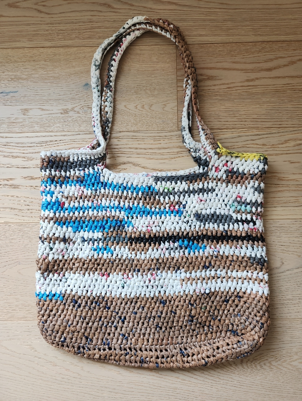 Handmade Upcycled Plarn Recycled Plastic Bag Crotchet Market Tote Eco-Friendly - Picture 2 of 10